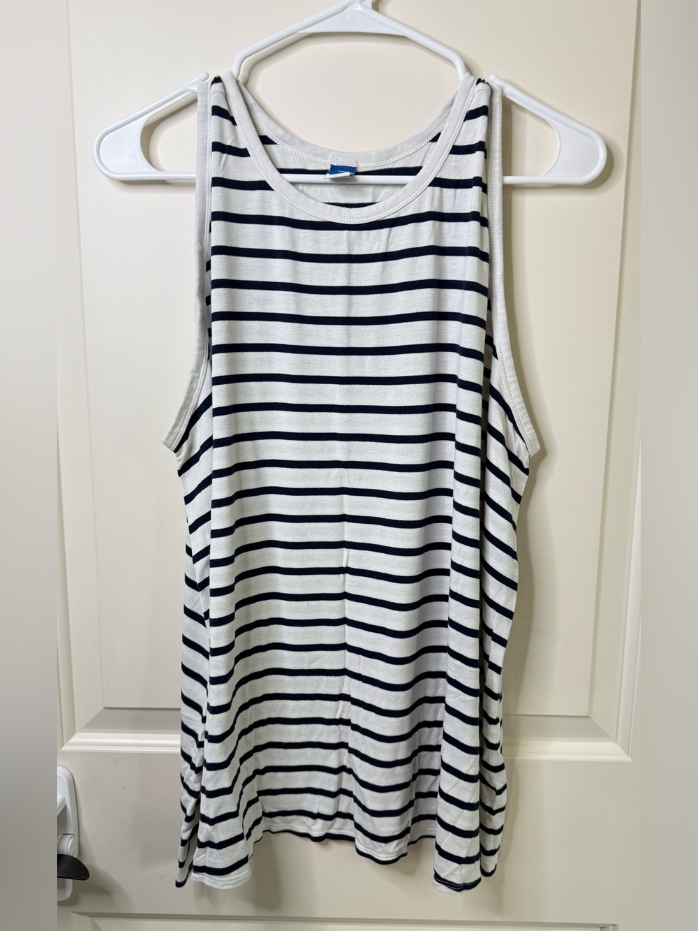 Old Navy white and deep navy:/black striped Women's Luxe Tank Top